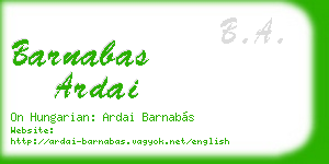 barnabas ardai business card
