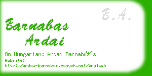 barnabas ardai business card